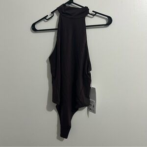 Wundermost Ultra-Soft Nulu Mockneck Sleeveless Bodysuit FRPR Brown Size M New